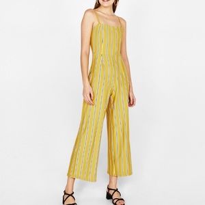 Bershka Yellow Striped Jumpsuit